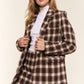 And The Why Full Size Plaid Brushed One Button Blazer