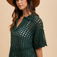 Annie Wear Openwork Johnny Collar Knit Cover Up