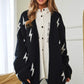 Lightning Bolt Oversized Open Sweater Cardigan