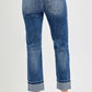 RISEN Full Size High Rise Crop Straight Roll Up Jeans