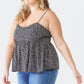 Zenobia Plus Size Frill Smocked Floral Sweetheart Neck Cami