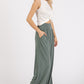 Mittoshop Stretch Banded Waist Wide Leg Pants with Pockets