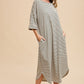 Annie Wear Striped Round Neck Terry Midi Dress