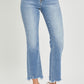 RISEN Full Size Frayed Hem Cropped Straight Jeans