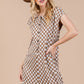 Ces Femme Checkered Half Button Cap Sleeve Jumpsuit