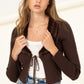 Miss Mesmerize Fur Trim Tie Front Ribbed Cardigan