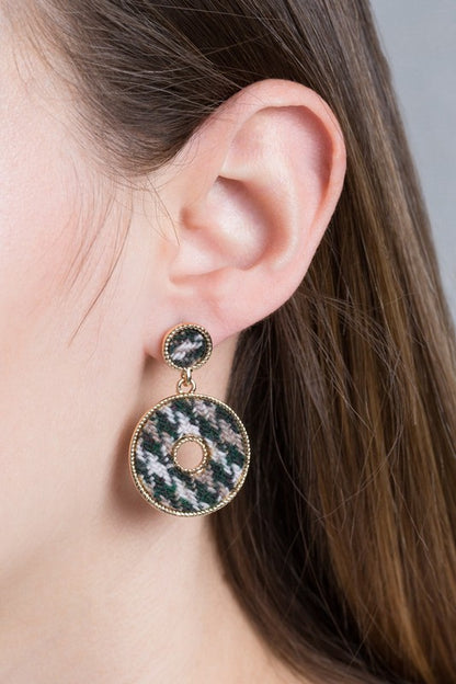 Houndstooth Tweed Earrings