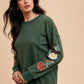 Annie Wear Embroidered Long Sleeve French Terry Top