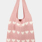 Fame Contrast Heart Crochet Tote Bag