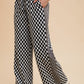 Annie Wear Drawstring Checkered Wide Leg Pants