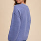 Annie Wear Half Button Ribbed Hem Sweater