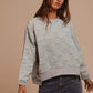 BiBi Mineral Washed Checkered Round Neck Denim Top