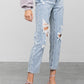 High Rise Ripped Girlfriend Jeans