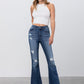 MID RISE DARK WASH FLARE JEANS