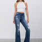 MID RISE DARK WASH FLARE JEANS