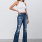 MID RISE DARK WASH FLARE JEANS