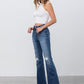 MID RISE DARK WASH FLARE JEANS