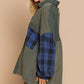 Long Sleeve With Plaid Detail Sleeve Shacket