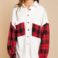 Long Sleeve With Plaid Detail Sleeve Shacket