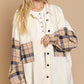 Long Sleeve With Plaid Detail Sleeve Shacket