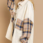 Long Sleeve With Plaid Detail Sleeve Shacket