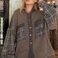 Long Sleeve With Plaid Detail Sleeve Shacket