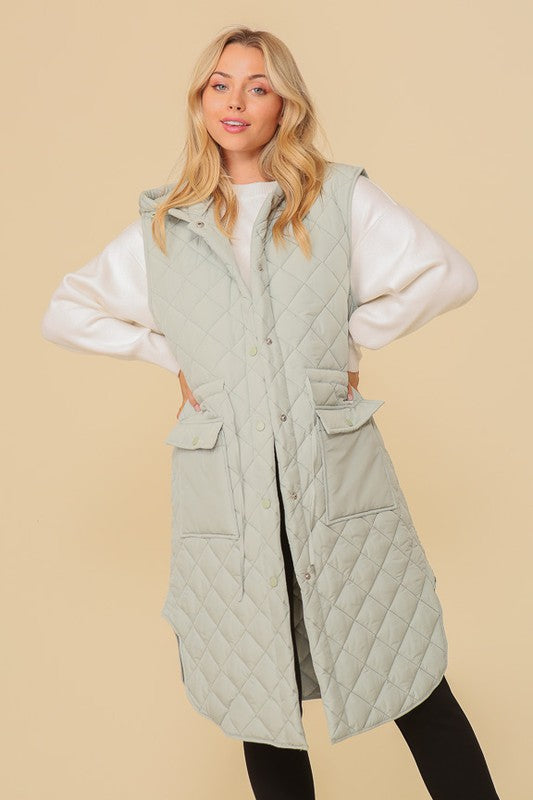 Oversized Quilted Midi Jacket