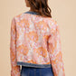 Annie Wear Floral Jacquard Denim Contrast Button Down Jacket