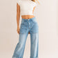 High-Waisted Wide Leg Cuffed Jeans