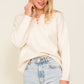 Sweater Top with V-Shape Criss Cross Tie Neck