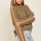 Marled Brown Raglan Sleeve Funnel Neck Sweater