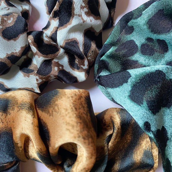 Leopard Satin Scrunch Set Of 3