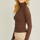 Turtleneck Ribbed Knit Sweater Top