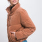 Corduroy Puffer Jacket with Toggle Detail