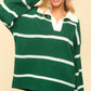 Haptics Collared Neck Striped Contrast Sweater