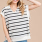 Ces Femme Collared Neck Contrast Striped Sweater Vest