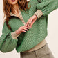 Oversized Two-Tone Textured Long Sleeve Top