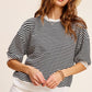 Crew Neck Stripe Short Sleeve Top