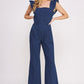 DENIM RUFFLE FLARE LEG JUMPSUIT