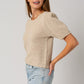 Puff Sleeve Round Neck Texture Sweater Top