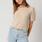 Puff Sleeve Round Neck Texture Sweater Top