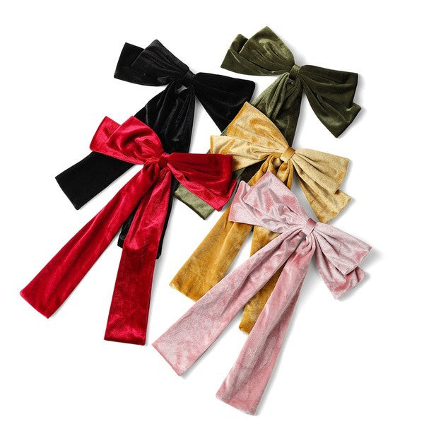 Clip Velvet Long Barrette Hair Bows