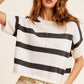 Lightweight Stripe Sweater Short Sleeve Top