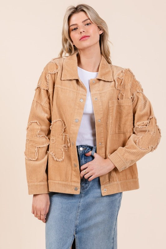 Drop Shoulder Corduroy Shacket