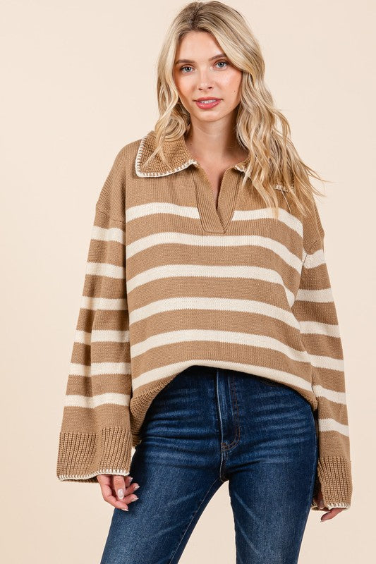 Stripe Pattern Knit Sweater