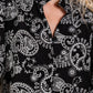 Plus Paisley Eyelet Laced Button-Up Blouse