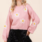 Plus Floral Embroidered Knit Sweater