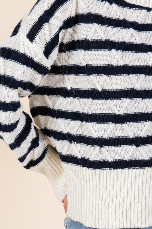 Plus Stripe Argyle Knit Sweater