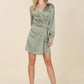 Satin collared wrap mini dress