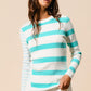 BiBi Contrast Striped Asymmetrical Hem Knit Top